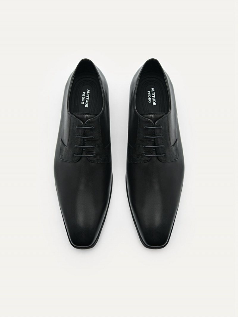 Black Men's Pedro Altitude Lightweight Leather Derby Shoes | OWVQJN-341