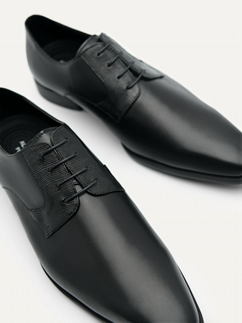 Black Men's Pedro Altitude Lightweight Leather Derby Shoes | OWVQJN-341