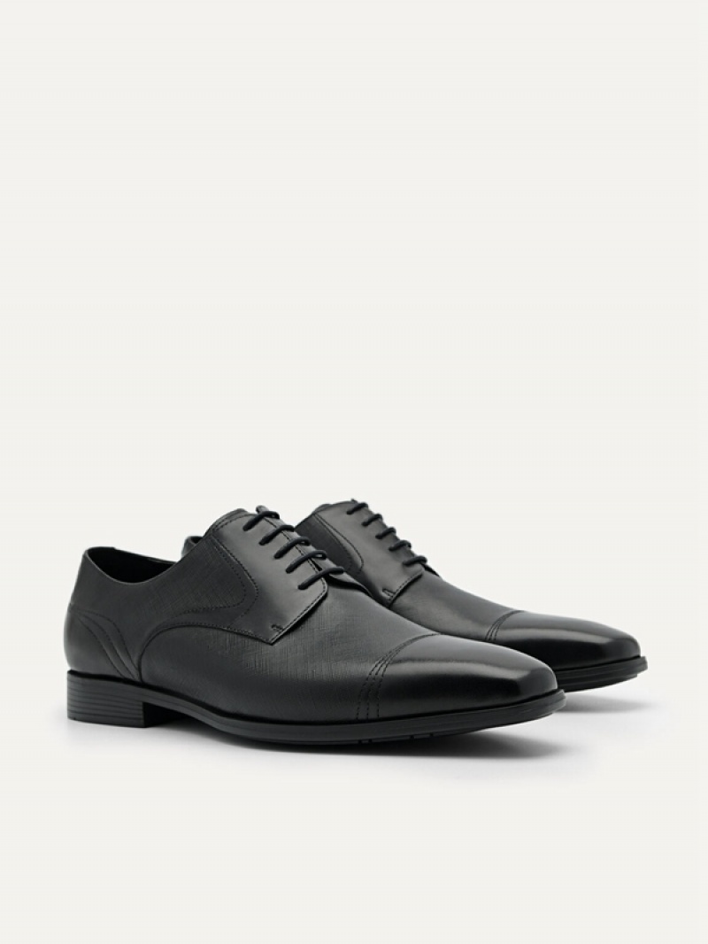 Black Men's Pedro Altitude Lightweight Leather Derby Shoes | BDUSQF-182