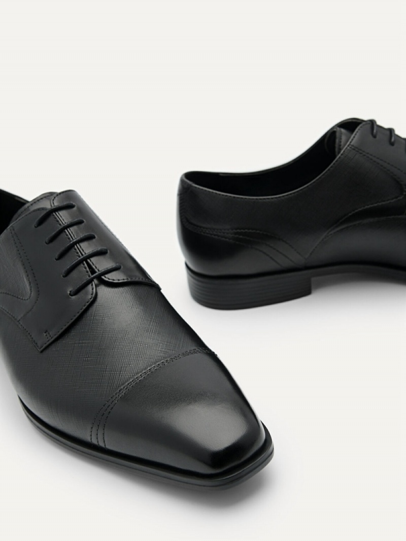 Black Men's Pedro Altitude Lightweight Leather Derby Shoes | BDUSQF-182