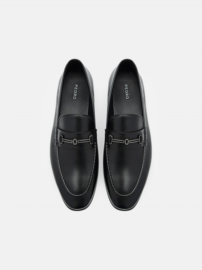 Black Men's Pedro Anthony Leather Loafers | TEAZBH-908