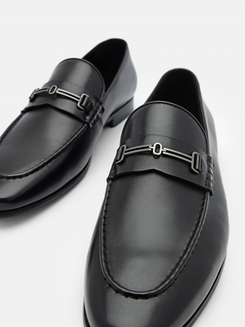 Black Men's Pedro Anthony Leather Loafers | TEAZBH-908