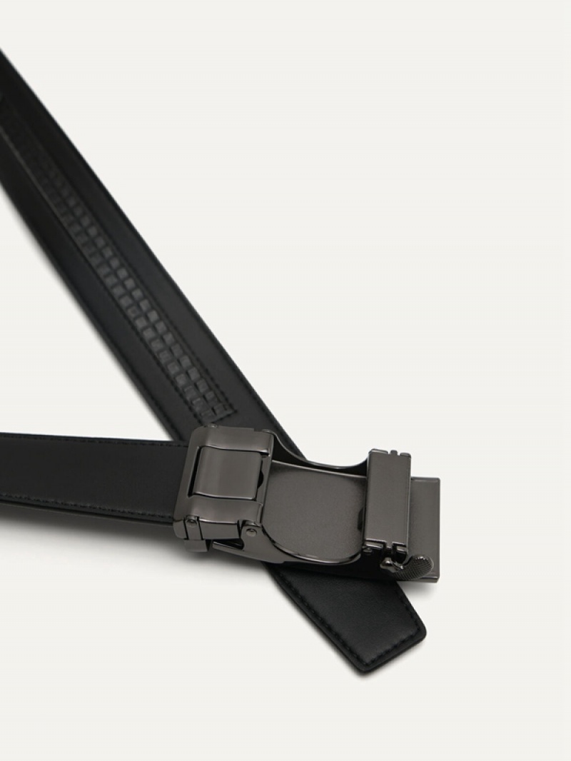 Black Men's Pedro Automatic Textured Leather Belt | MHBWTU-174