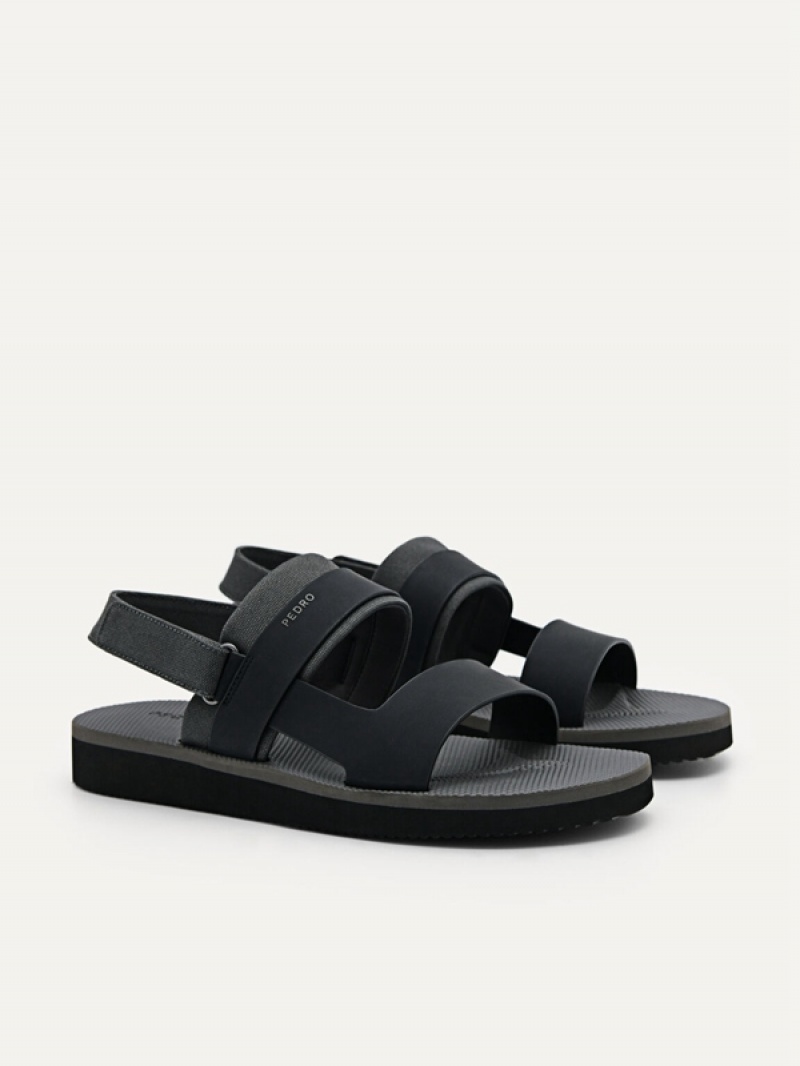 Black Men's Pedro Back Strap Sandals | XNDOCK-698