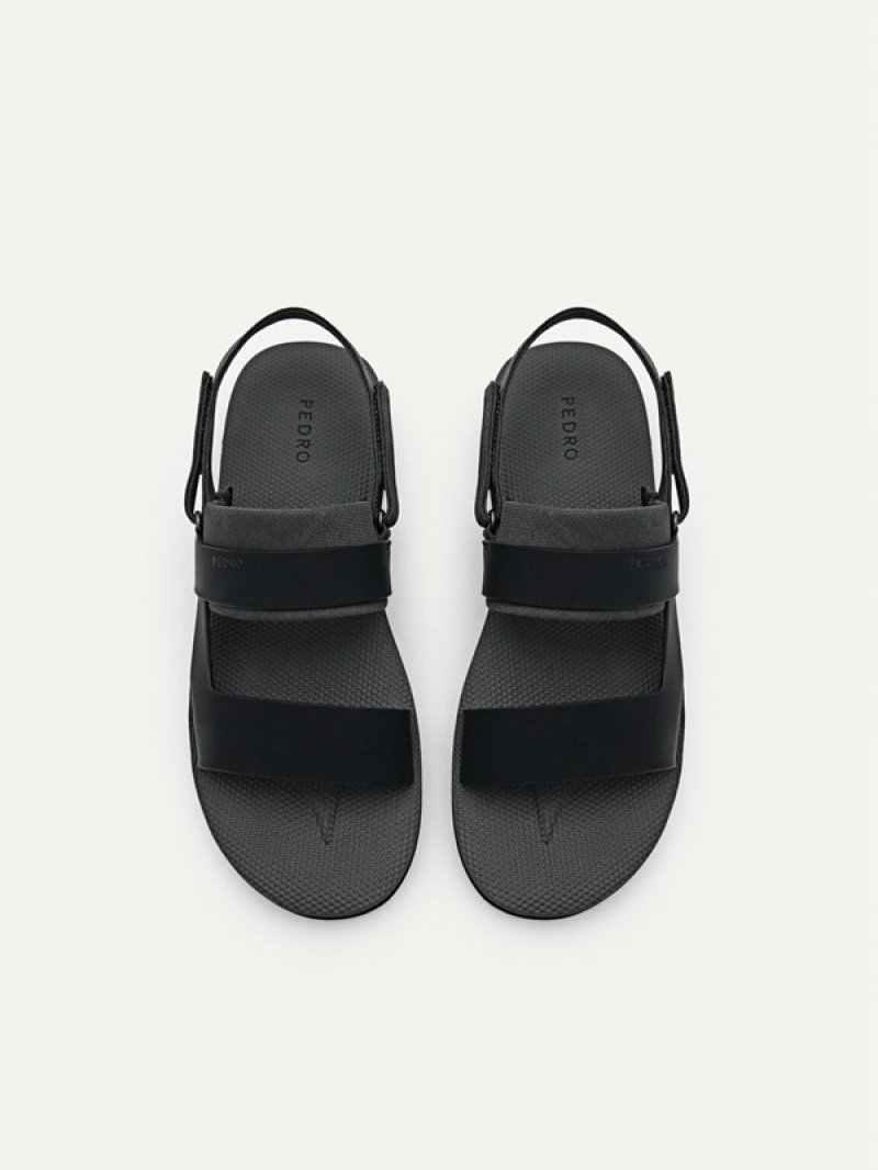 Black Men's Pedro Back Strap Sandals | XNDOCK-698