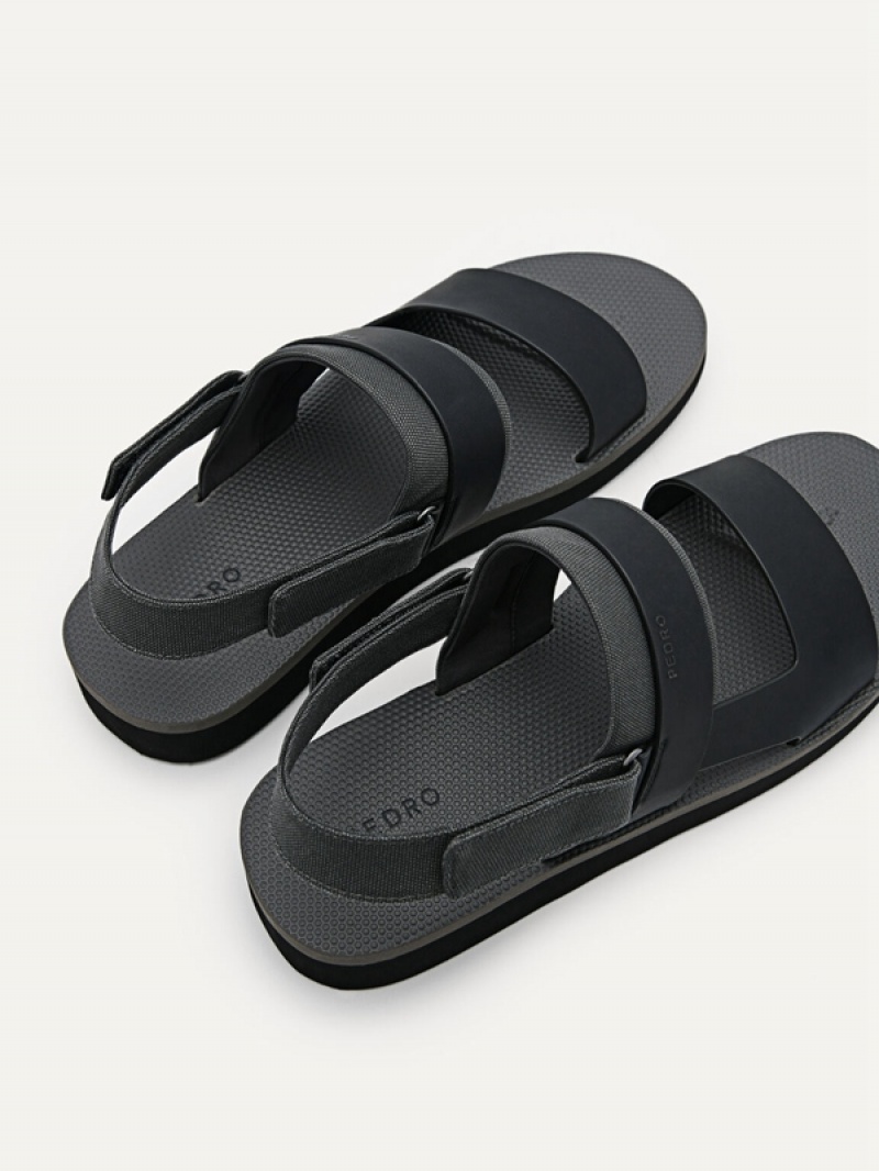 Black Men's Pedro Back Strap Sandals | XNDOCK-698