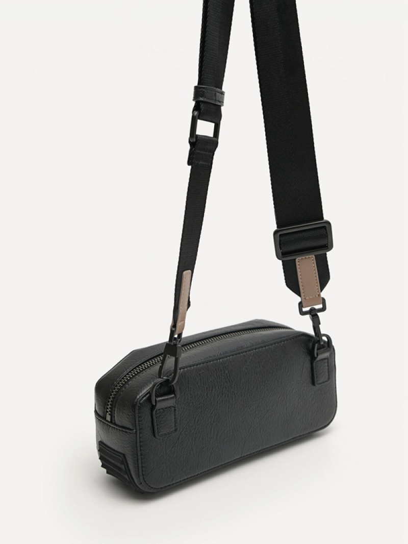 Black Men's Pedro Baguette Sling Bag | WXUQKN-396