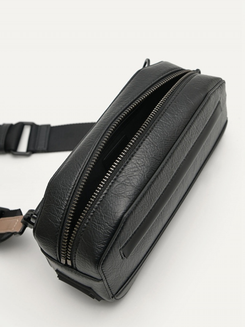 Black Men's Pedro Baguette Sling Bag | WXUQKN-396