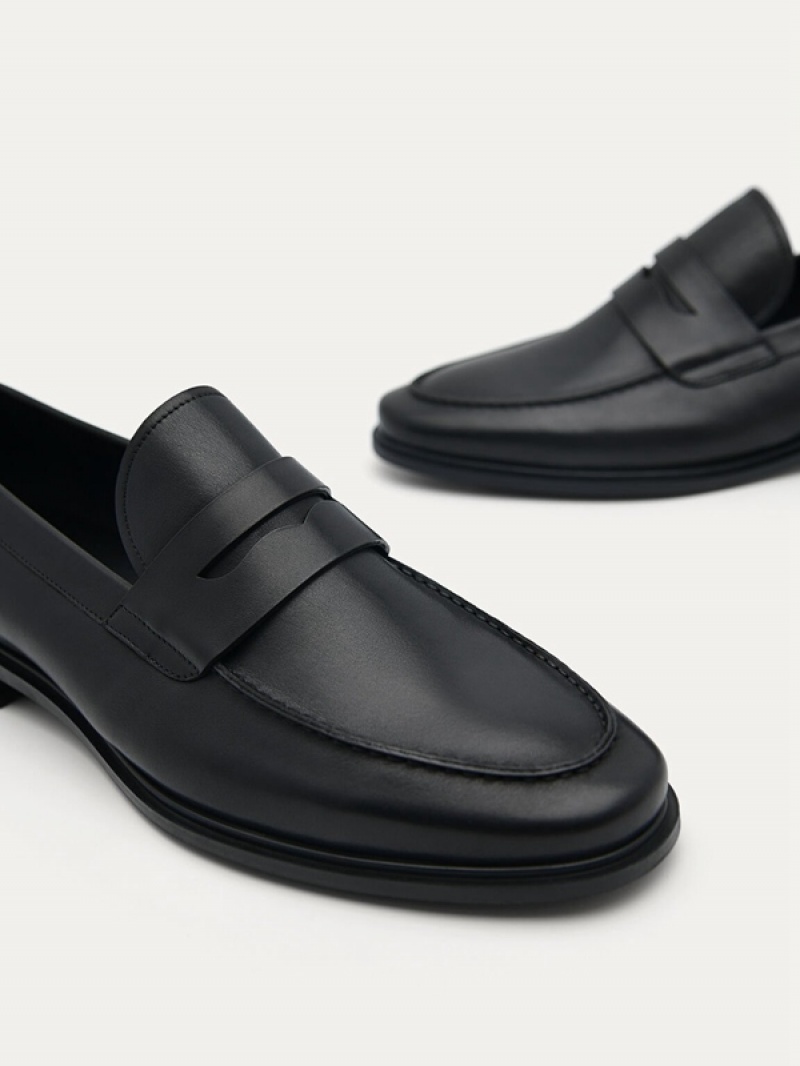 Black Men's Pedro Bailey Calf Leather Loafers | KOBARZ-926