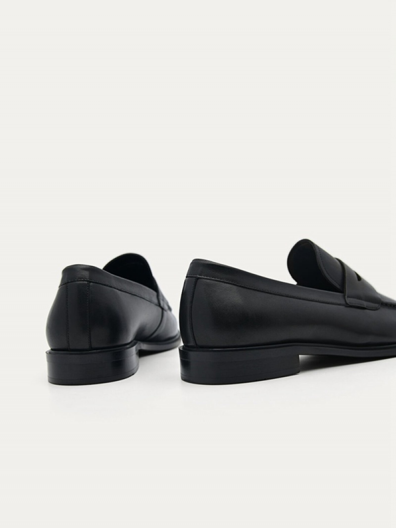 Black Men's Pedro Bailey Calf Leather Loafers | KOBARZ-926