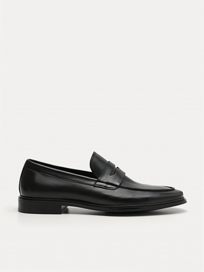 Black Men\'s Pedro Bailey Calf Leather Loafers | KOBARZ-926