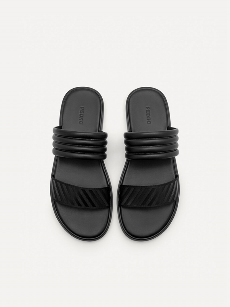 Black Men's Pedro Band Slides | FOJMIU-376