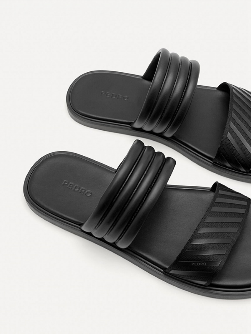 Black Men's Pedro Band Slides | FOJMIU-376