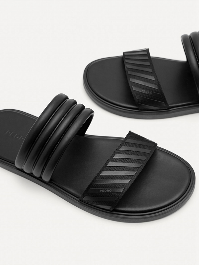 Black Men's Pedro Band Slides | FOJMIU-376