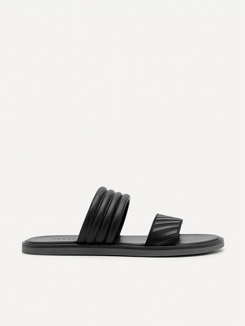 Black Men\'s Pedro Band Slides | FOJMIU-376