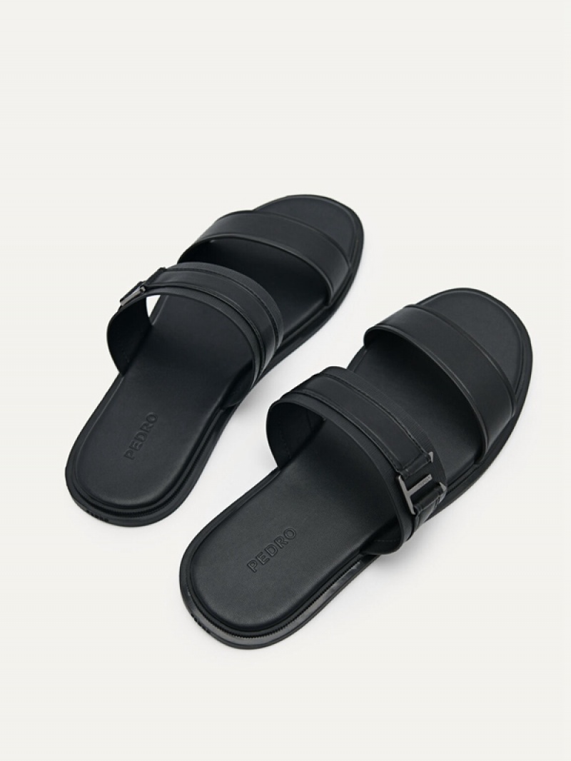 Black Men's Pedro Band Slides | UKYSCW-920