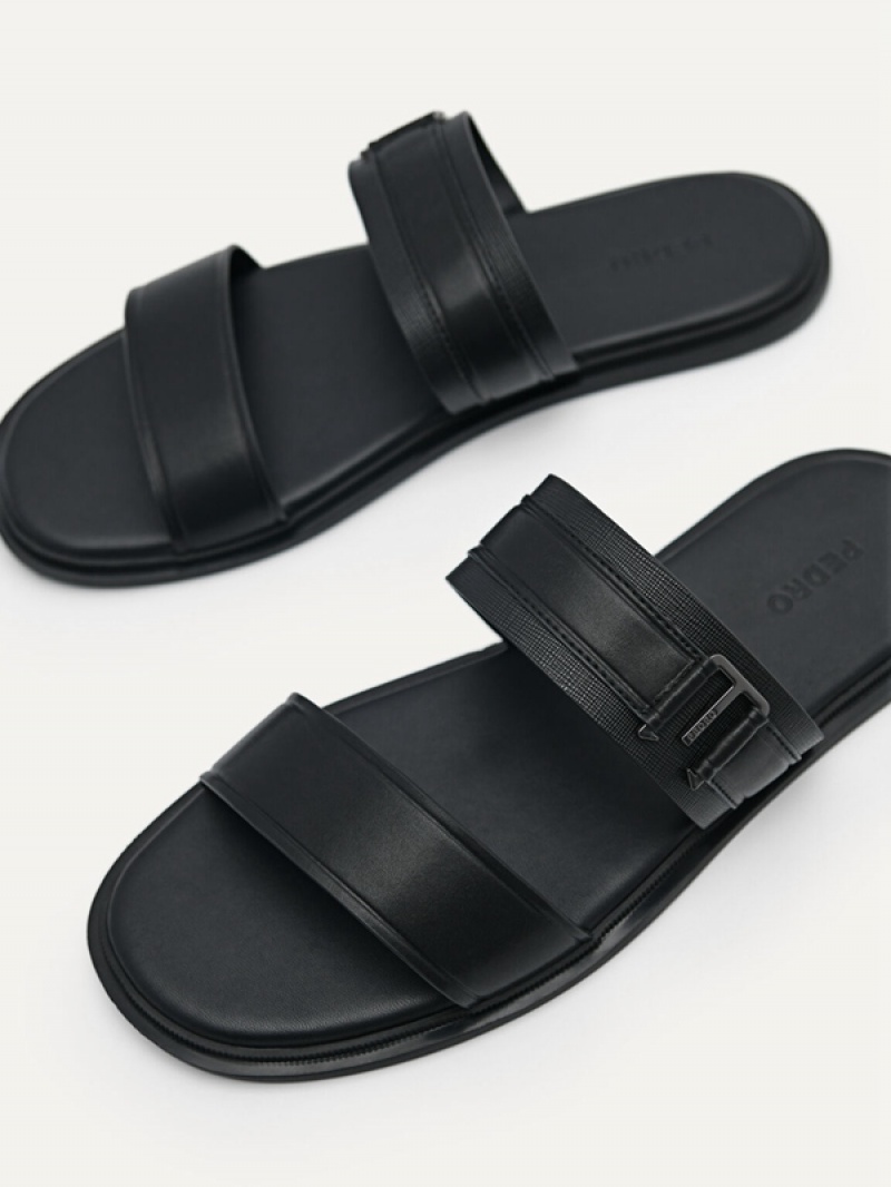 Black Men's Pedro Band Slides | UKYSCW-920