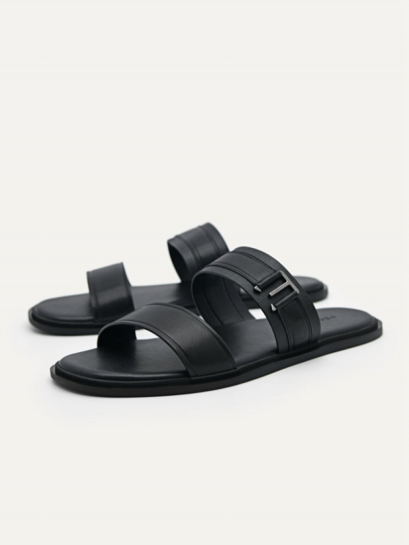 Black Men's Pedro Band Slides | UKYSCW-920