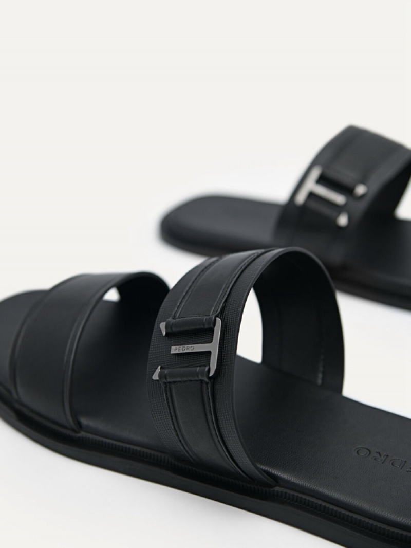 Black Men's Pedro Band Slides | UKYSCW-920