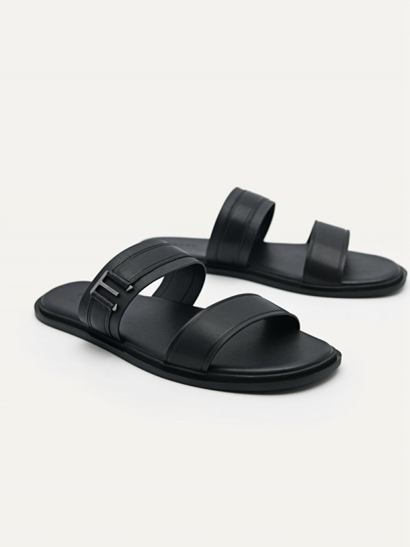 Black Men's Pedro Band Slides | UKYSCW-920