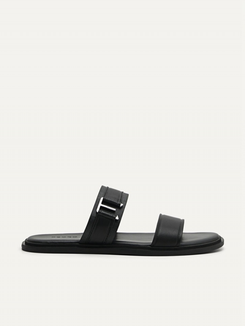 Black Men\'s Pedro Band Slides | UKYSCW-920