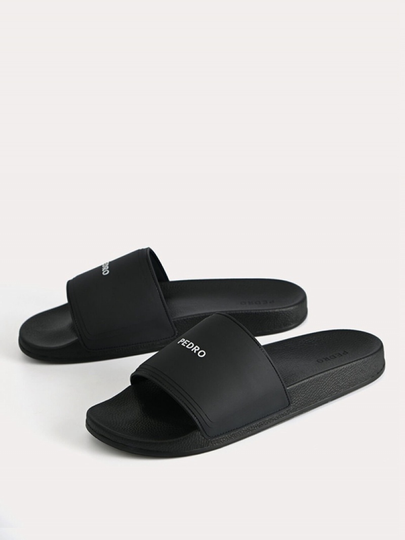 Black Men's Pedro Billie Casual Slides | YQGTFA-617