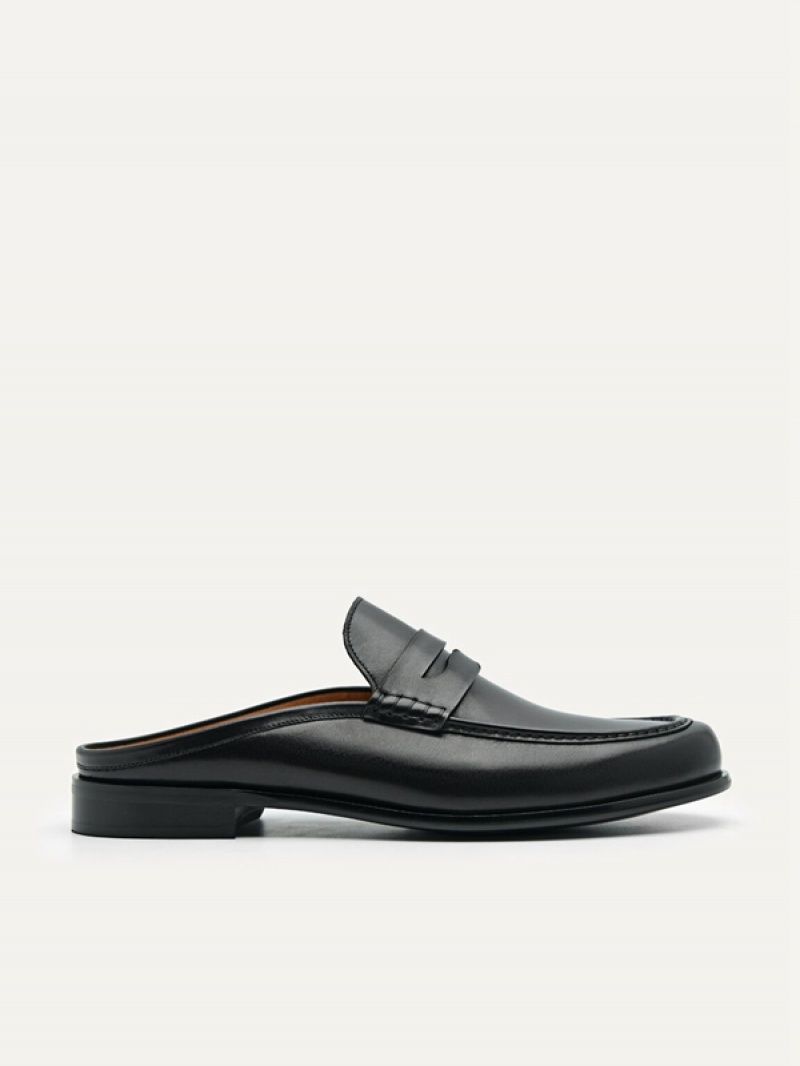 Black Men\'s Pedro Blake Leather Slip-On Loafers | WJEPSG-792