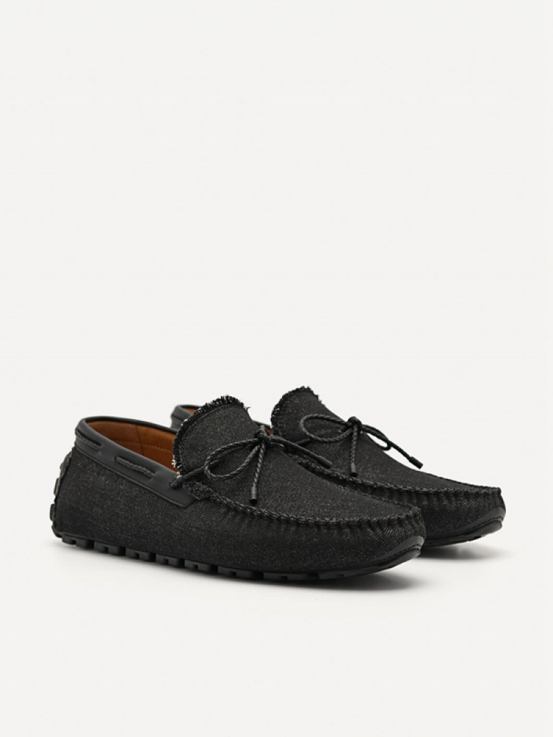 Black Men's Pedro Bow Moccasins | ARISYZ-634