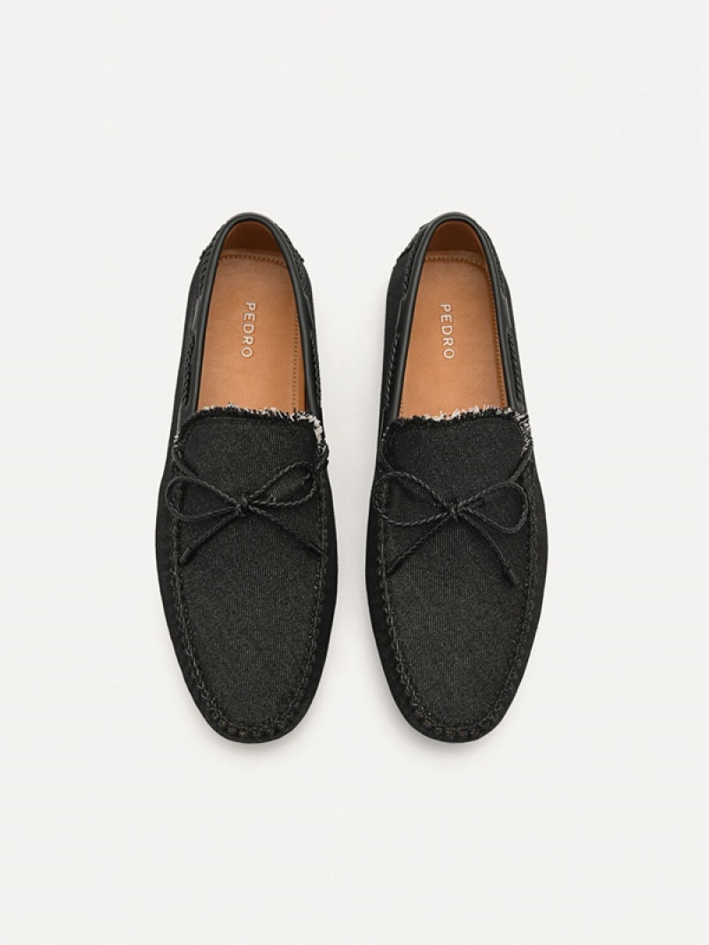 Black Men's Pedro Bow Moccasins | ARISYZ-634