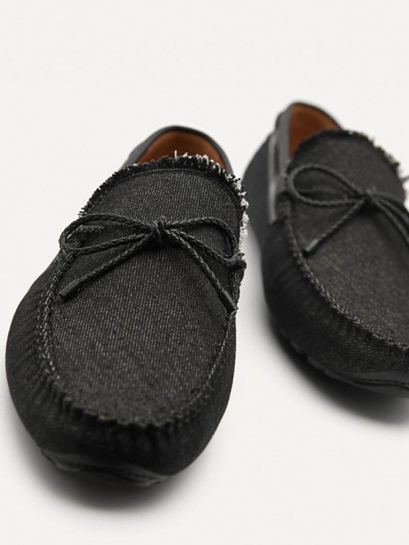 Black Men's Pedro Bow Moccasins | ARISYZ-634