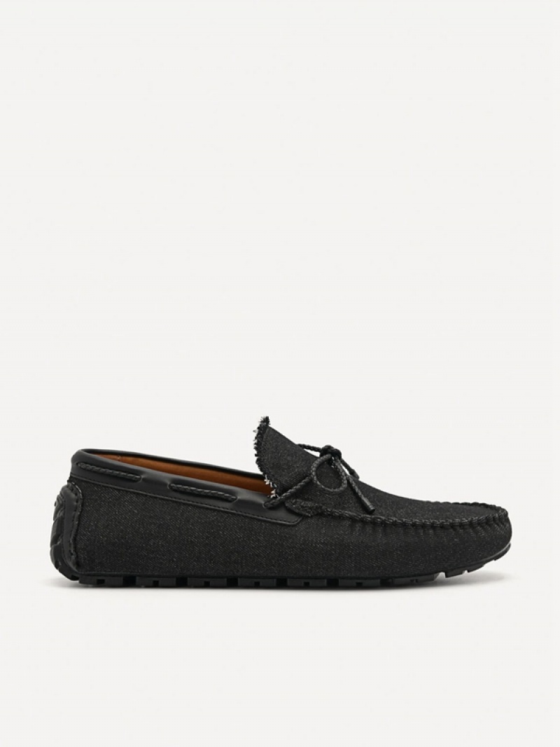 Black Men\'s Pedro Bow Moccasins | ARISYZ-634