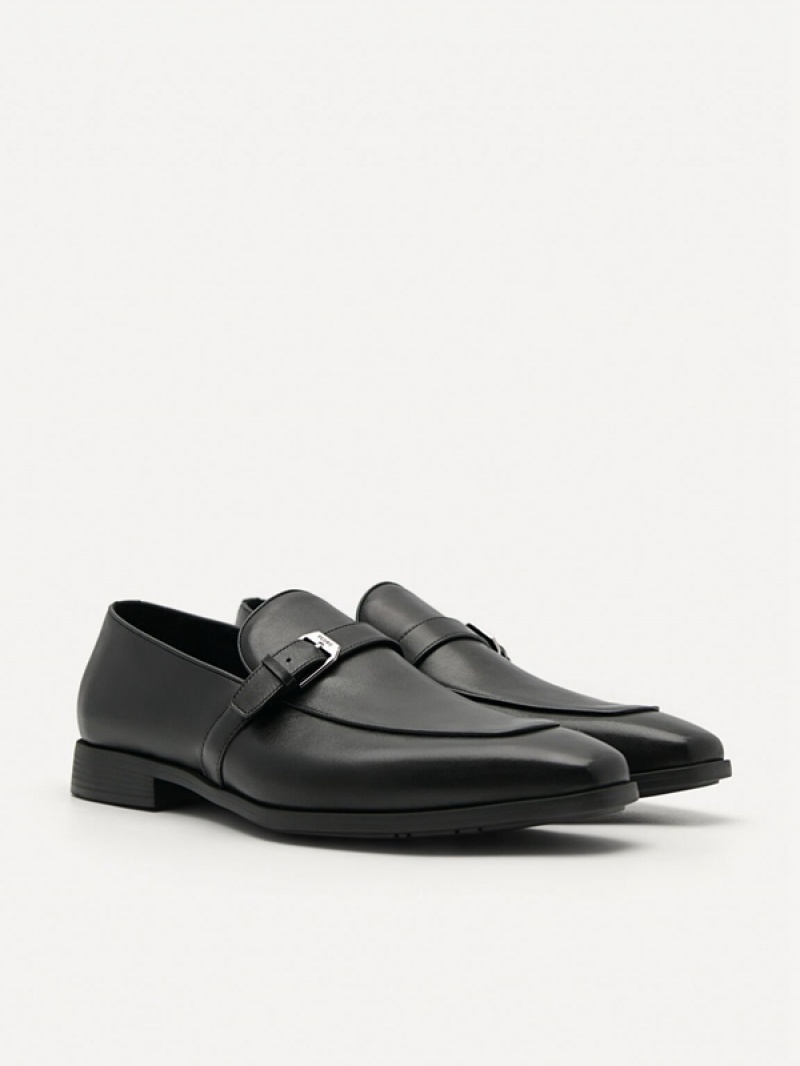 Black Men's Pedro Brando Leather Loafers | GUDRZO-504