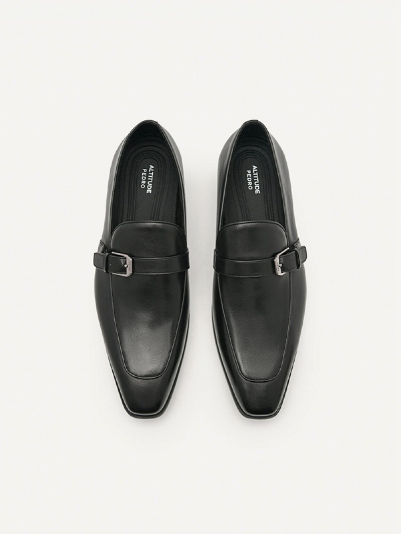 Black Men's Pedro Brando Leather Loafers | GUDRZO-504