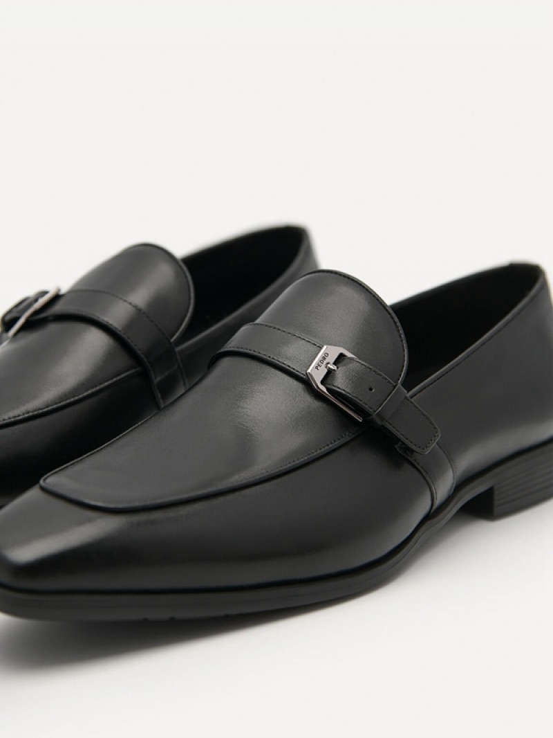 Black Men's Pedro Brando Leather Loafers | GUDRZO-504