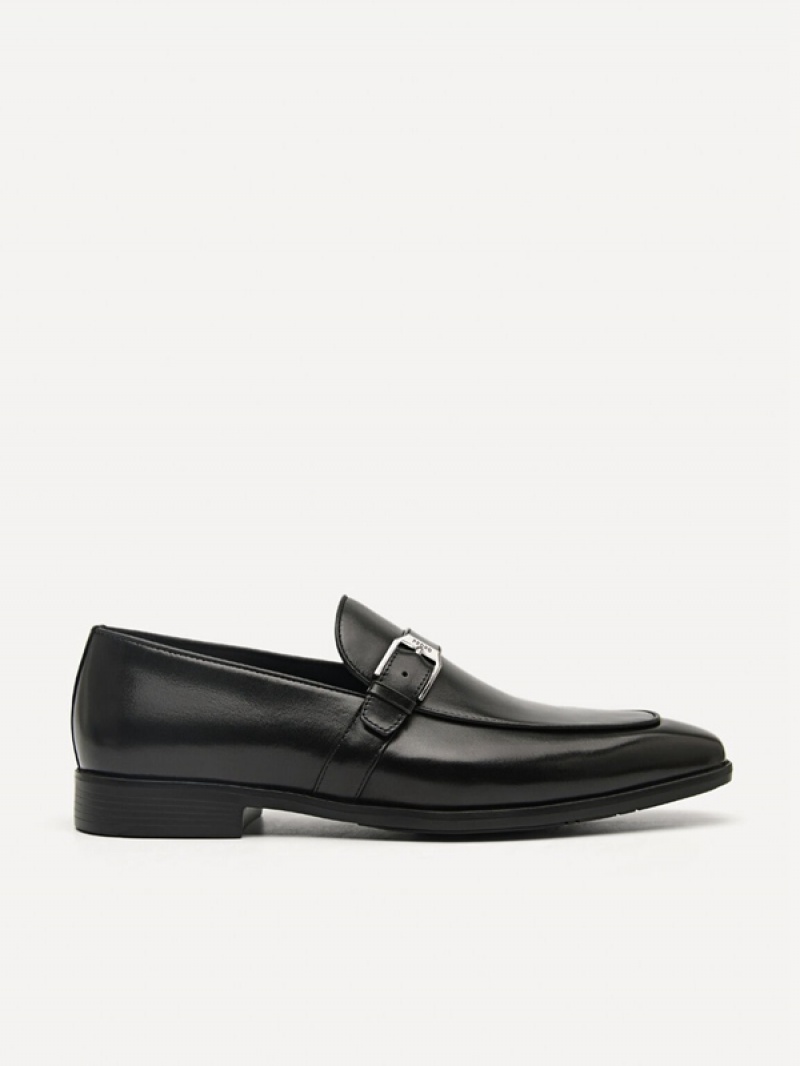 Black Men\'s Pedro Brando Leather Loafers | GUDRZO-504