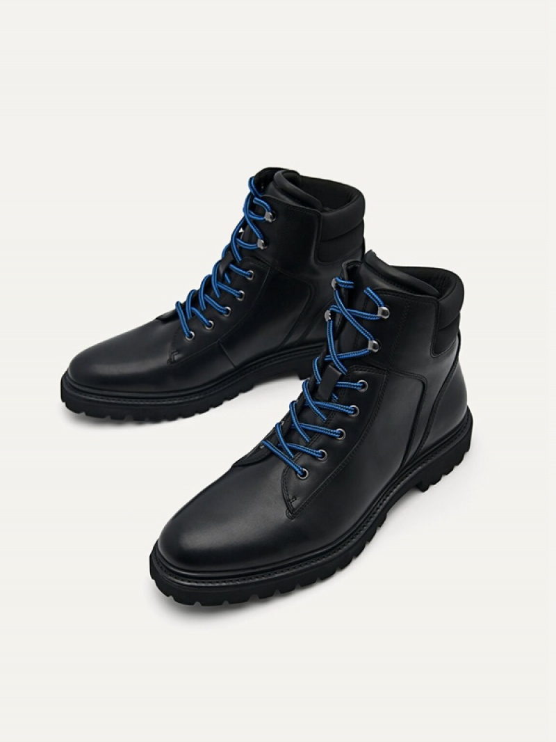 Black Men's Pedro Calf Leather Delon Boots | FPQJYH-786