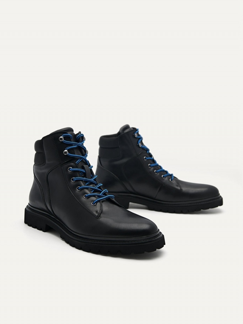 Black Men's Pedro Calf Leather Delon Boots | FPQJYH-786