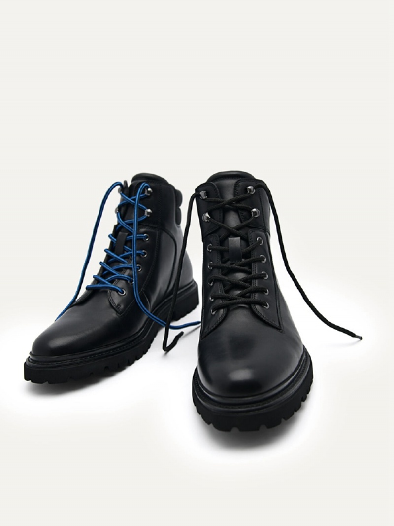 Black Men's Pedro Calf Leather Delon Boots | FPQJYH-786