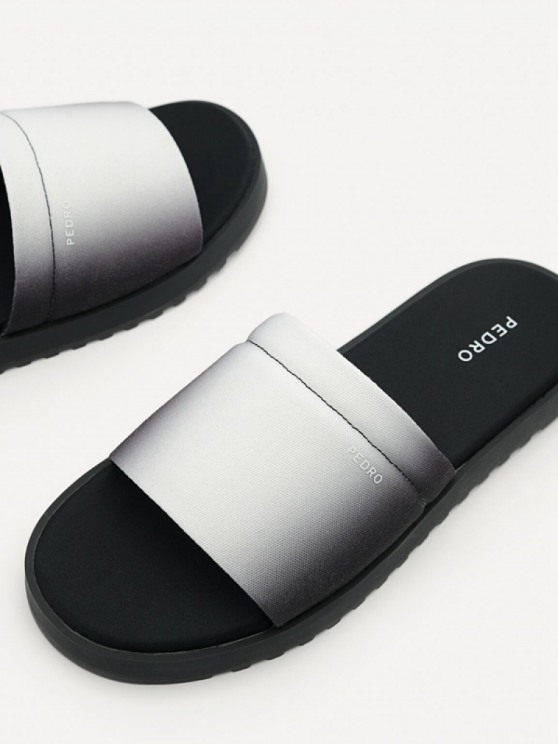 Black Men's Pedro Canvas Slides | LUFSTY-238