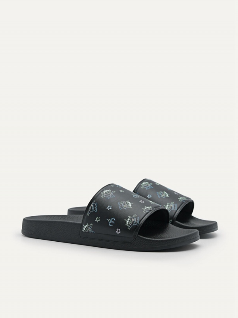 Black Men's Pedro Disney Slides | ICXPMH-598