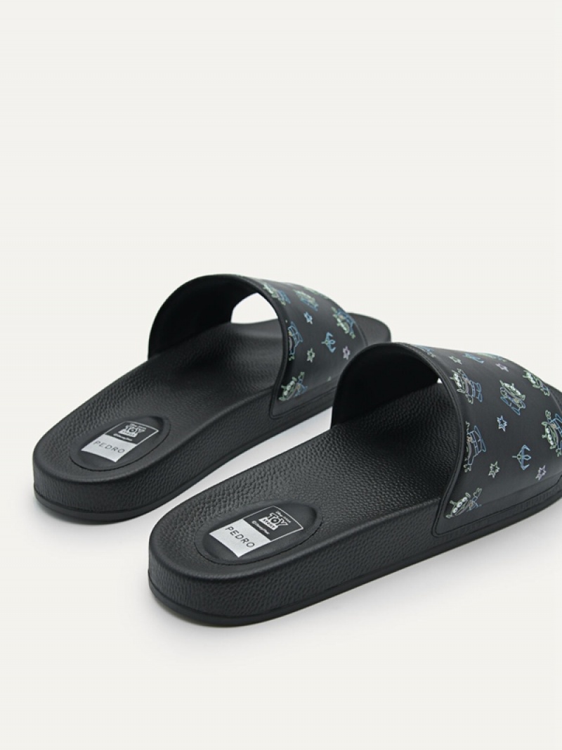 Black Men's Pedro Disney Slides | ICXPMH-598