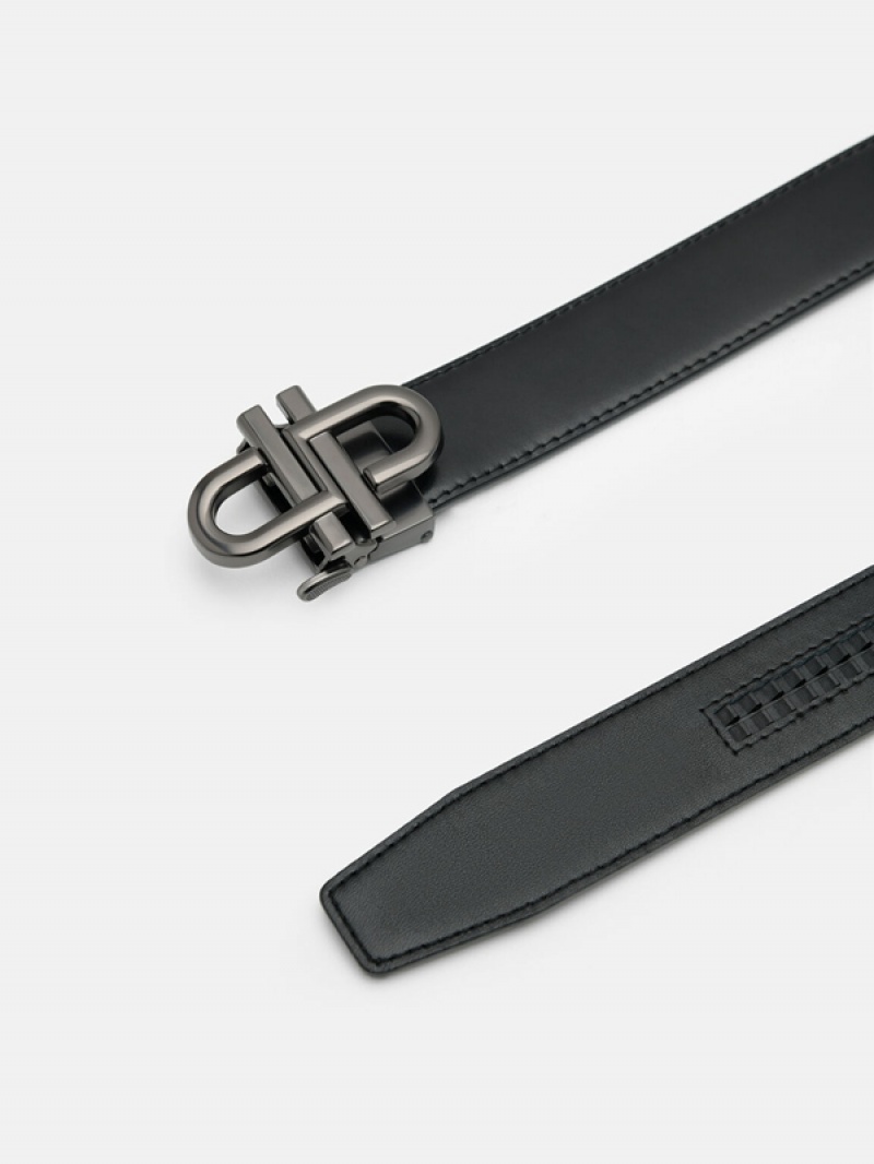 Black Men's Pedro Embossed Automatic Belt | GSBLYA-674