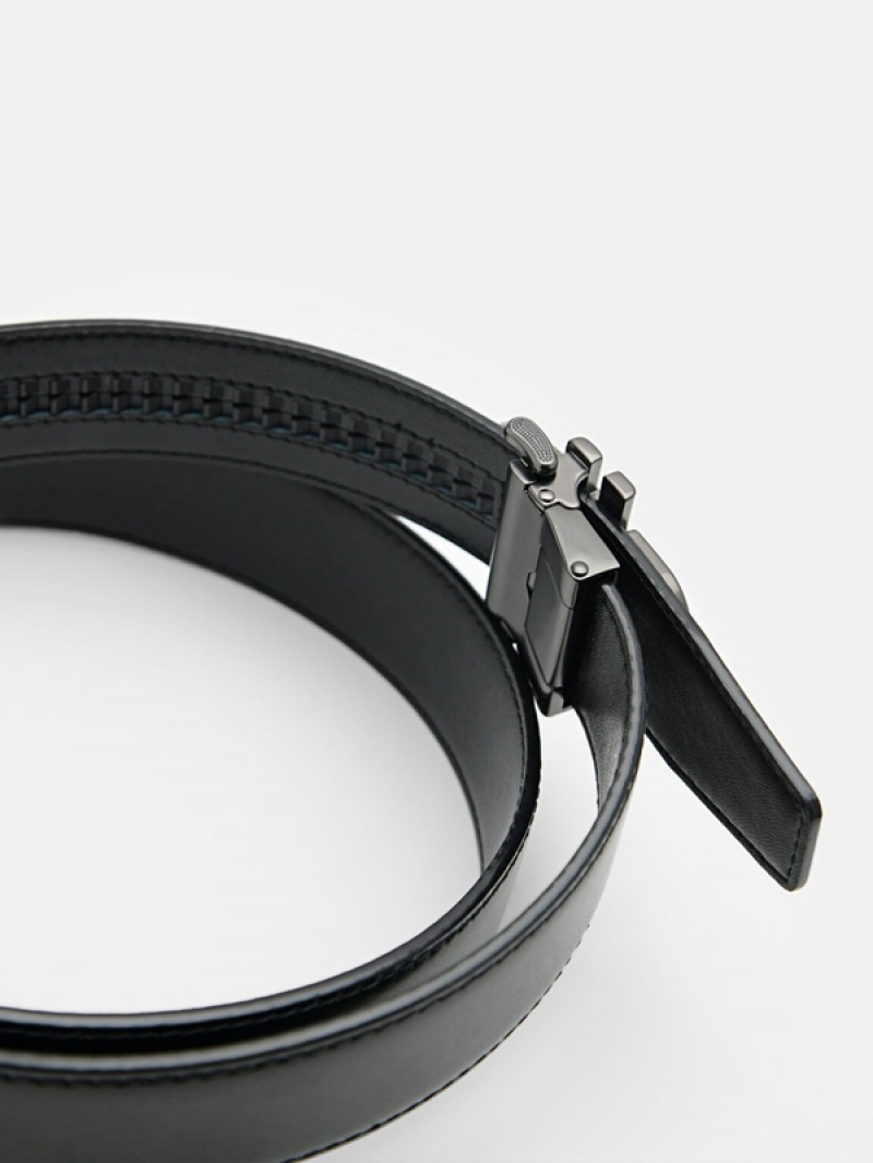 Black Men's Pedro Embossed Automatic Belt | GSBLYA-674