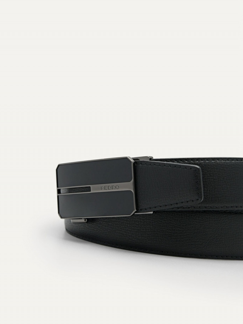 Black Men's Pedro Embossed Leather Automatic Belt | ILTCRF-506