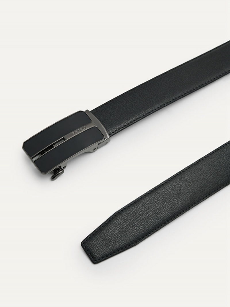 Black Men's Pedro Embossed Leather Automatic Belt | ILTCRF-506