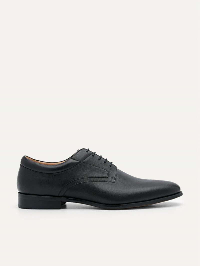 Black Men\'s Pedro Embossed Leather Derby Shoes | MKJRBG-219