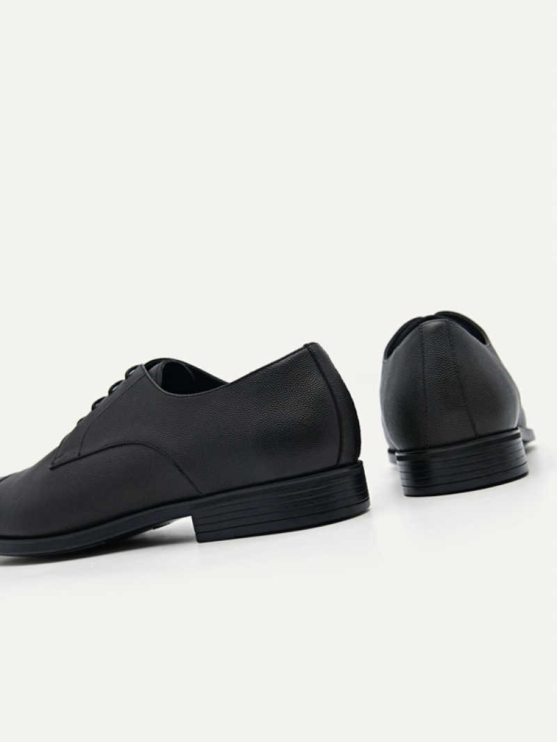 Black Men's Pedro Foster Leather Derby Shoes | ZXPFDB-682