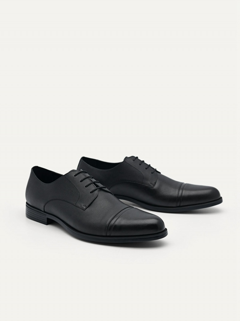 Black Men's Pedro Foster Leather Derby Shoes | ZXPFDB-682