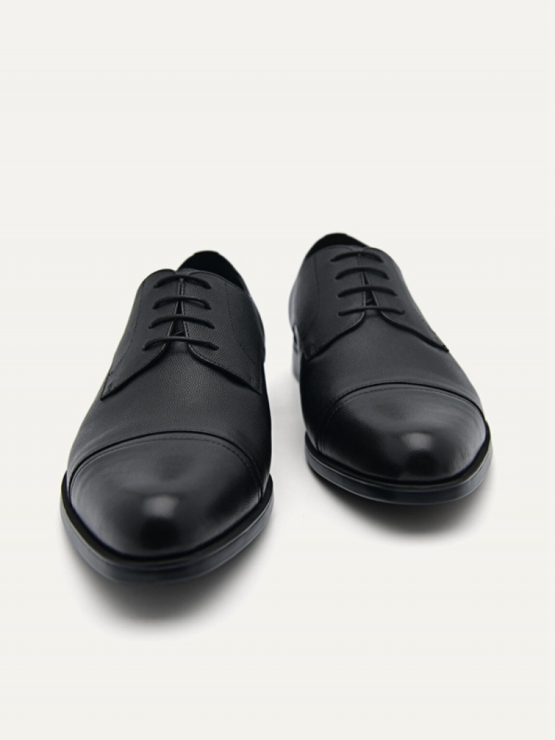 Black Men's Pedro Foster Leather Derby Shoes | ZXPFDB-682