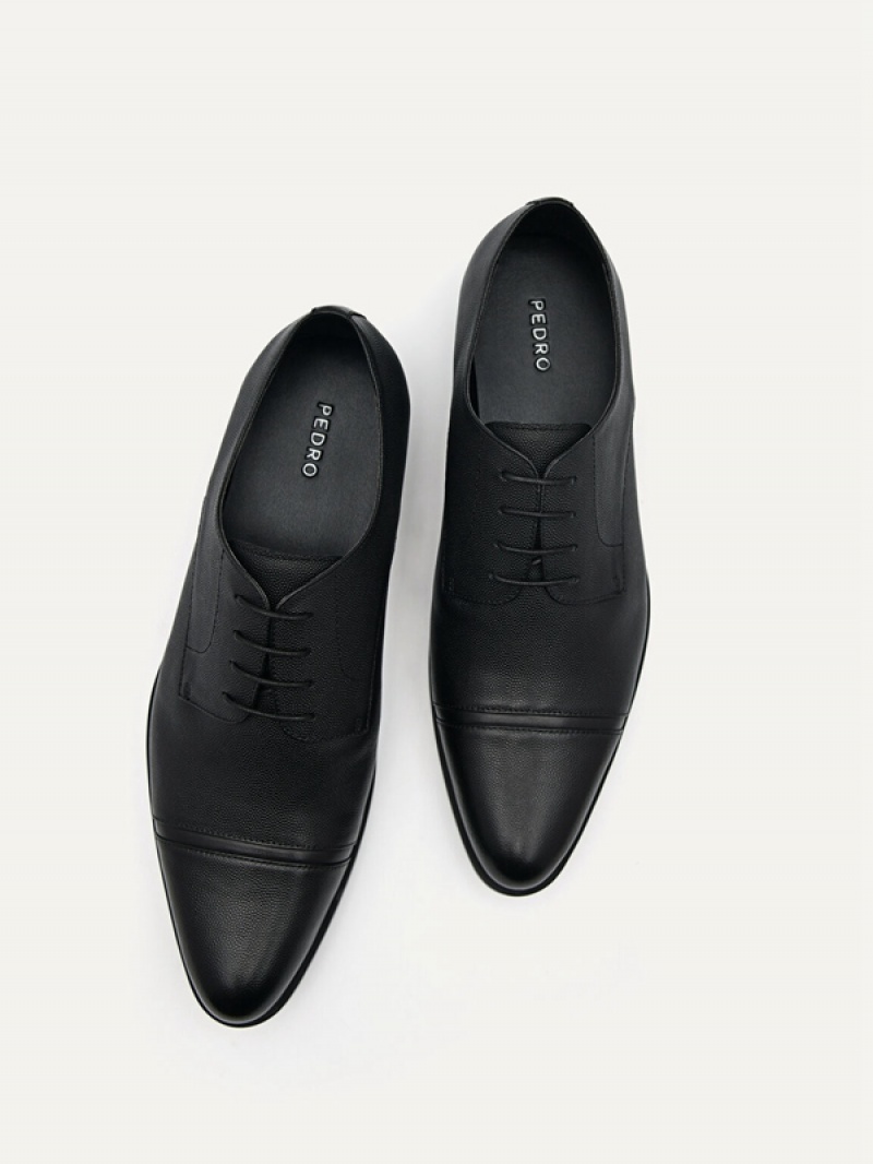 Black Men's Pedro Foster Leather Derby Shoes | ZXPFDB-682